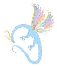 sleeping blue pixie dragon with rainbow wings