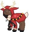 brown reindeer pixel pup with red hood
