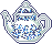 white teapot with blue details