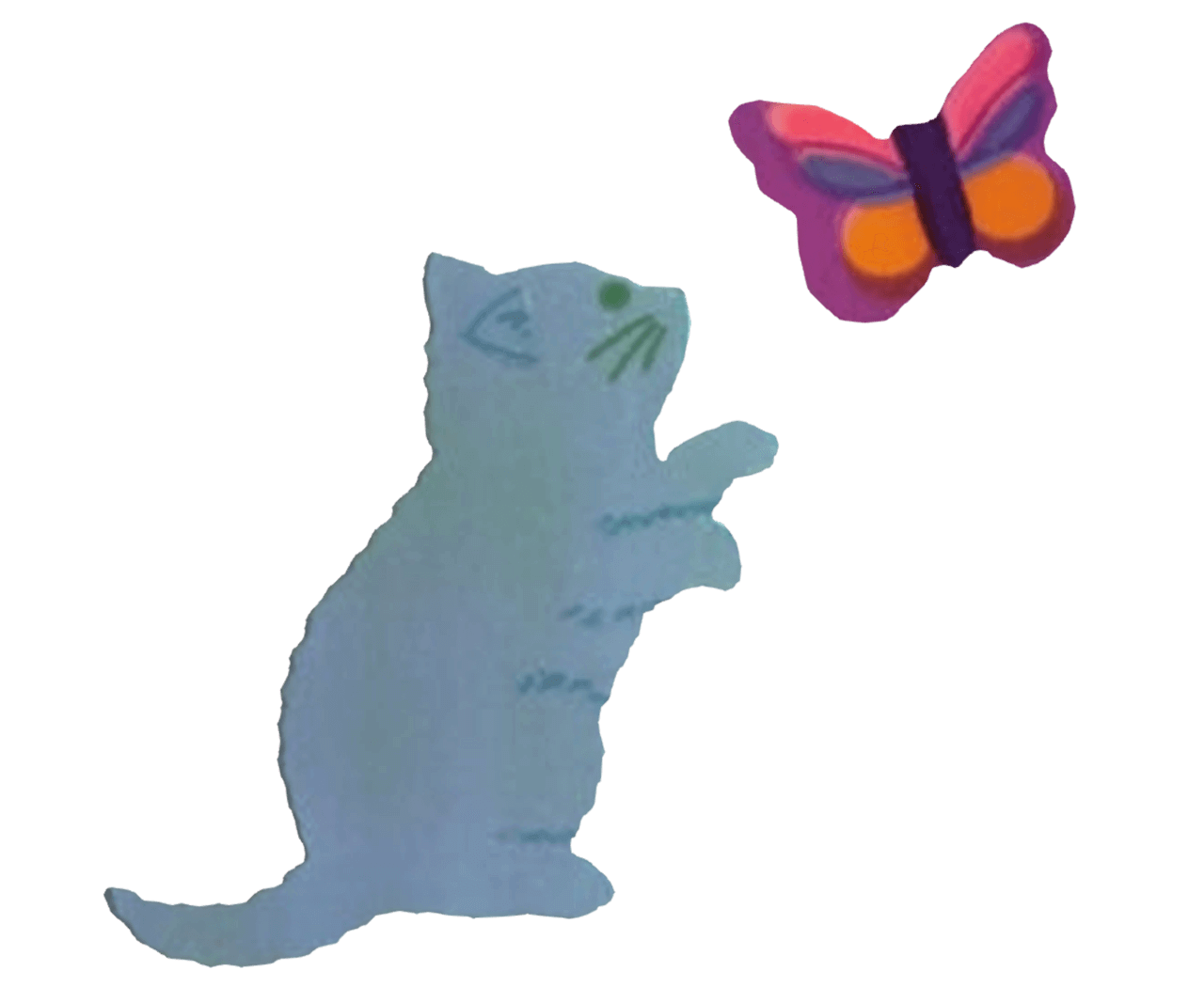 blue cat and butterfly
