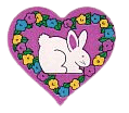 bunny on purple heart with flowers