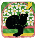 black cat and flowers
