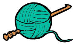 teal yarn with crochet hook