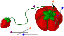 tomato pincushion with strawberry