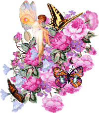 fairy in peonies with butterflies