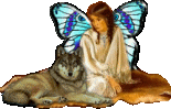 fairy sitting with wolf