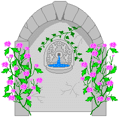 wall fountain with roses