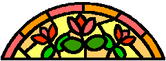 stained glass window with red flowers