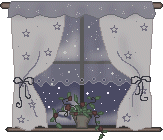 window with curtains and snow